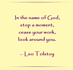 In the name of God, stop a moment, cease your work, look around you.